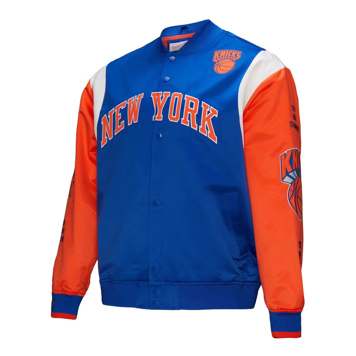 Mitchell & Ness Knicks Team Origins Royal/Orange Satin Jacket