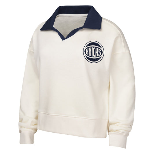 Girls Knicks Ballpark Hit Collar Long Sleeve Tee
