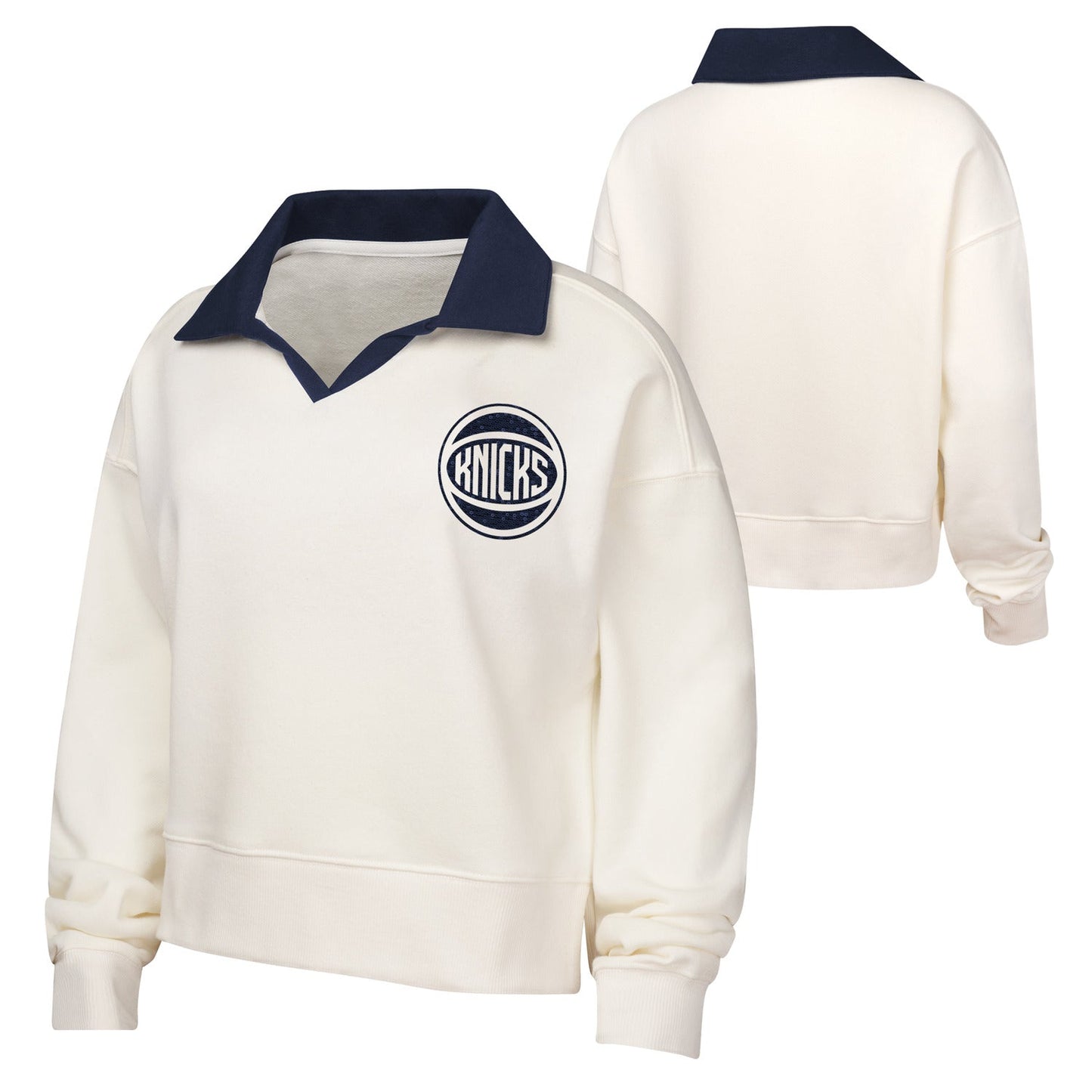 Girls Knicks Ballpark Hit Collar Long Sleeve Tee