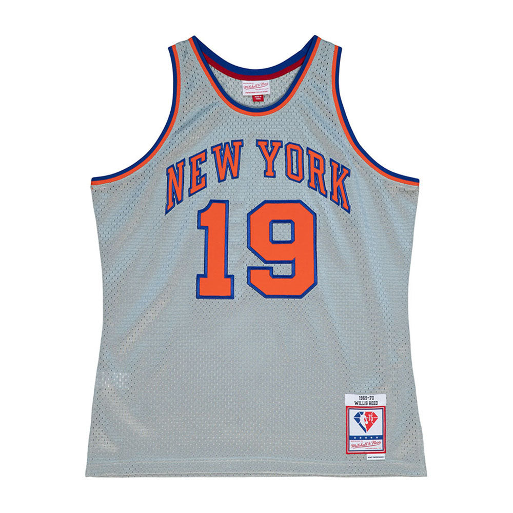Knicks Mitchell & Ness 75th Silver Willis Reed #19 Swingman Jersey