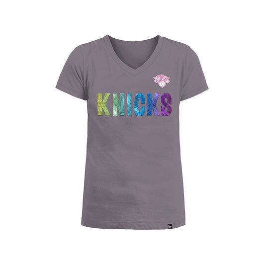 Girls New Era Knicks Flip Sequin Tee