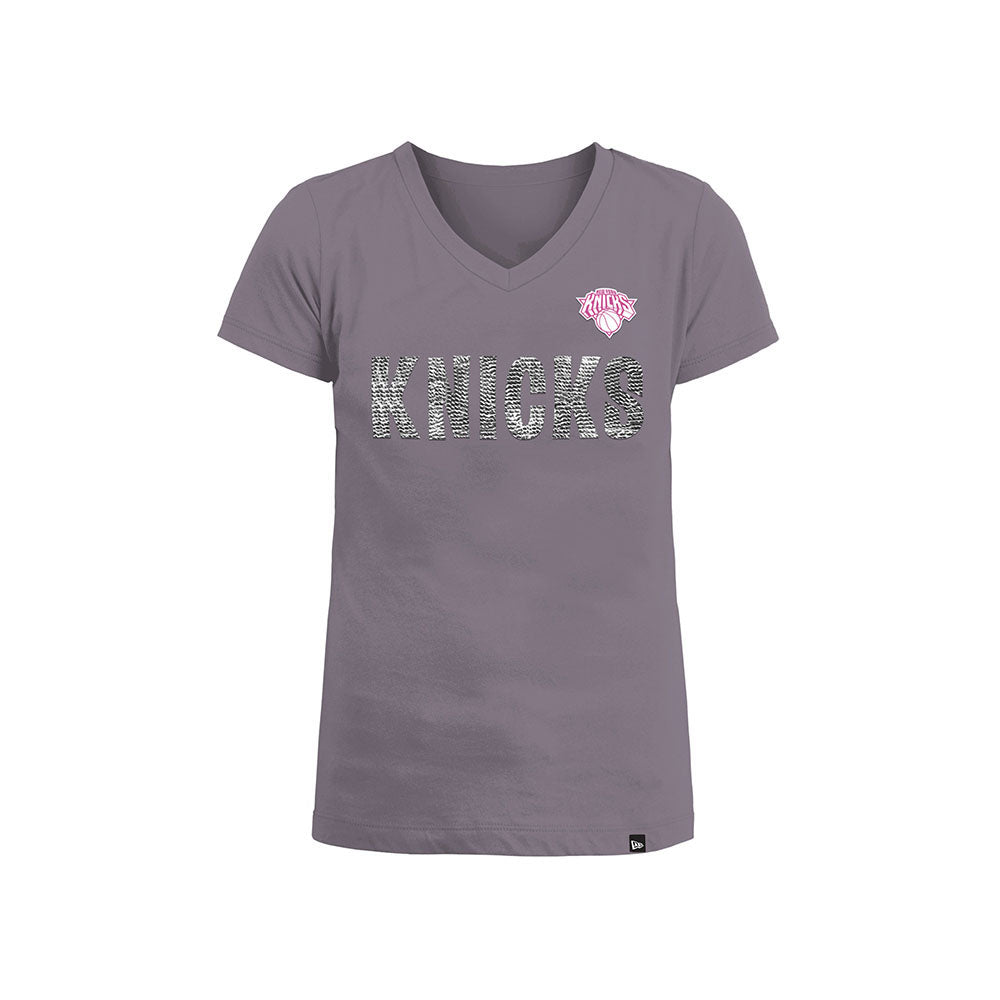 Girls New Era Knicks Flip Sequin Tee