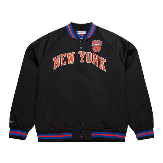 Mitchell & Ness Knicks Black Vintage Wordmark Lightweight Satin Jacket