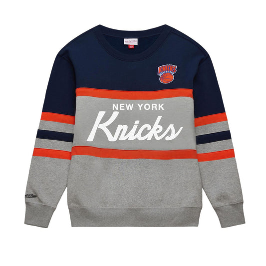 Mitchell & Ness Knicks Grey/Navy Head Coach Fleece Crew