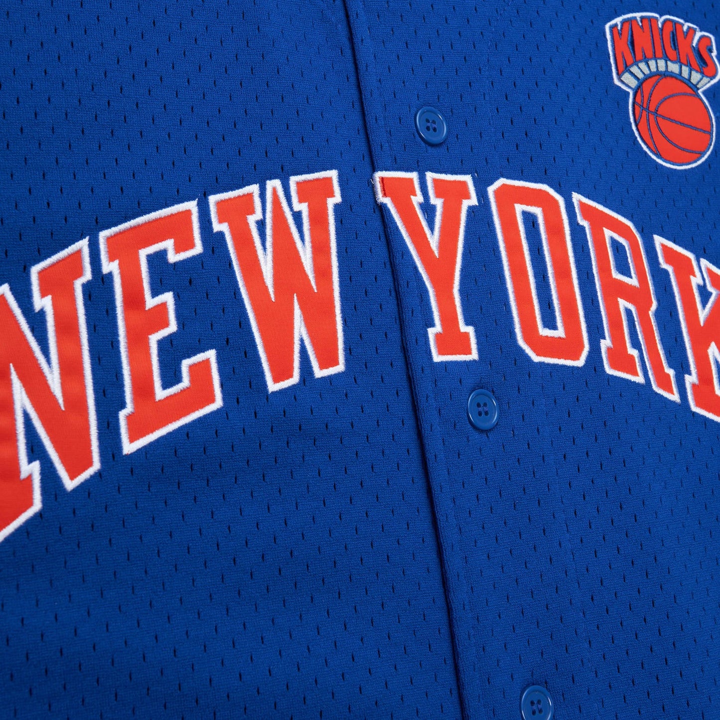 Mitchell & Ness Knicks On the Clock Mesh Button Down Shirt