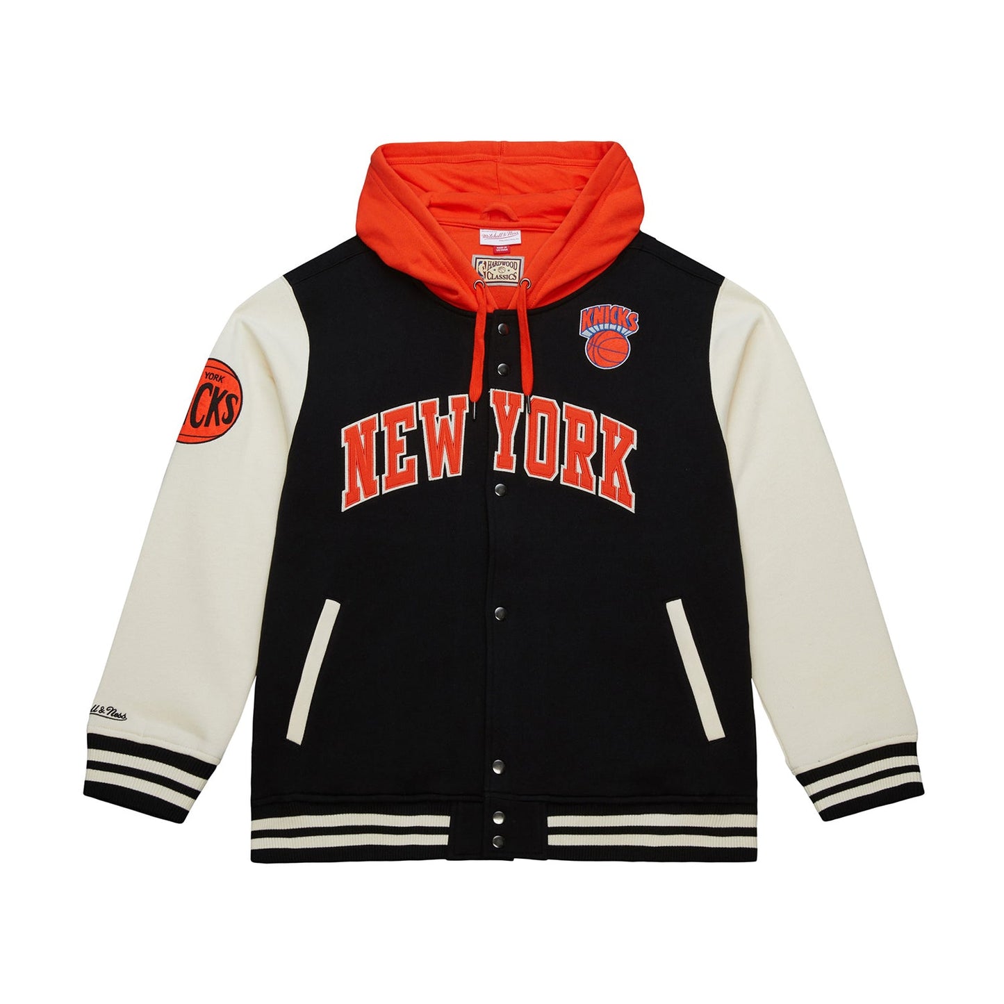 Mitchell & Ness Knicks Courtside Fleece Button Down Hooded Jacket