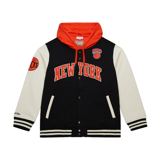 Mitchell & Ness Knicks Courtside Fleece Button Down Hooded Jacket
